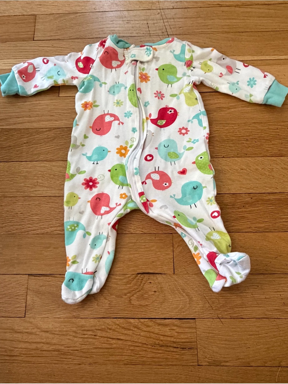 Koala Baby White Floral & Bird Print Footie One-Piece